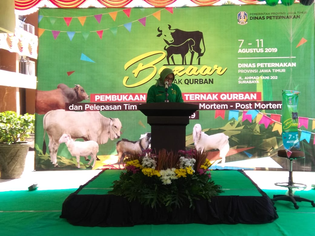SAMBUTAN KADISNAK JATIM DALAM ACARA BAZAR TERNAK DISNAK JATIM 2019